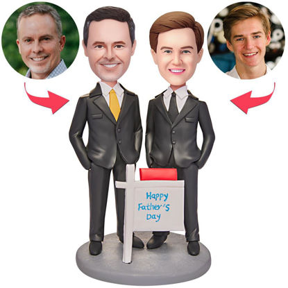 Picture of Custom Bobbleheads: Fathers Day Gift Father and Son in Suits Bobbleheads | Personalized Bobbleheads for the Special Someone as a Unique Gift Idea｜Best Gift Idea for Birthday, Thanksgiving, Christmas etc.