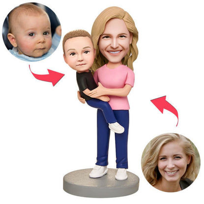 Picture of Custom Bobbleheads: Mother And Son Bobbleheads | Personalized Bobbleheads for the Special Someone as a Unique Gift Idea｜Best Gift Idea for Birthday, Thanksgiving, Christmas etc.