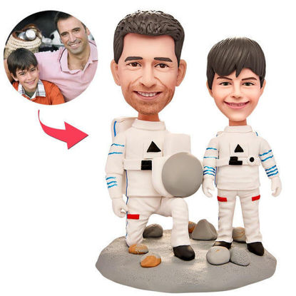 Picture of Custom Bobbleheads: Astronaut Father & Son Bobbleheads | Personalized Bobbleheads for the Special Someone as a Unique Gift Idea｜Best Gift Idea for Birthday, Thanksgiving, Christmas etc.