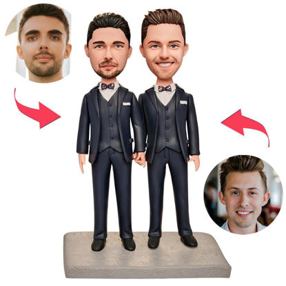 Picture of Custom Bobbleheads: Male Same Gender Couple Bobbleheads | Personalized Bobbleheads for the Special Someone as a Unique Gift Idea｜Best Gift Idea for Birthday, Thanksgiving, Christmas etc.