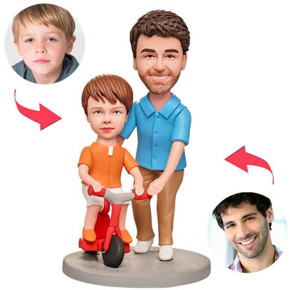 Picture of Custom Bobbleheads: Dad Teaching Son Cycling Bobbleheads | Personalized Bobbleheads for the Special Someone as a Unique Gift Idea｜Best Gift Idea for Birthday, Thanksgiving, Christmas etc.