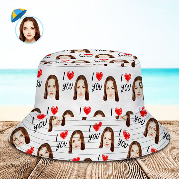 Picture of Custom Your Photo Face And Pet Summer Bucket Hat | Fisherman Hat - I love You | Best Gifts Idea for Birthday, Thanksgiving, Christmas etc.