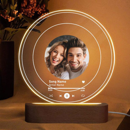 Picture of Customized Photo Night Light Personalized With Transparant Record Scannable Acrylic Song Plaque Custom Song Album Cover Night Light for Music Lovers