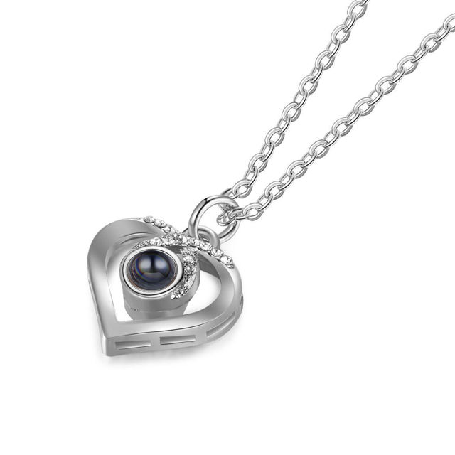 Picture of Projection Engraved  Love Heart Necklace Perfect Gift One Hundred Languages Jewelry - Customize With Any Photo