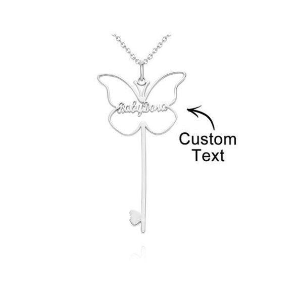 Picture of Personalized Name Necklace in 925 Sterling Silver - Custom Name Necklace | Customized Name Necklace With  Butterfly Key