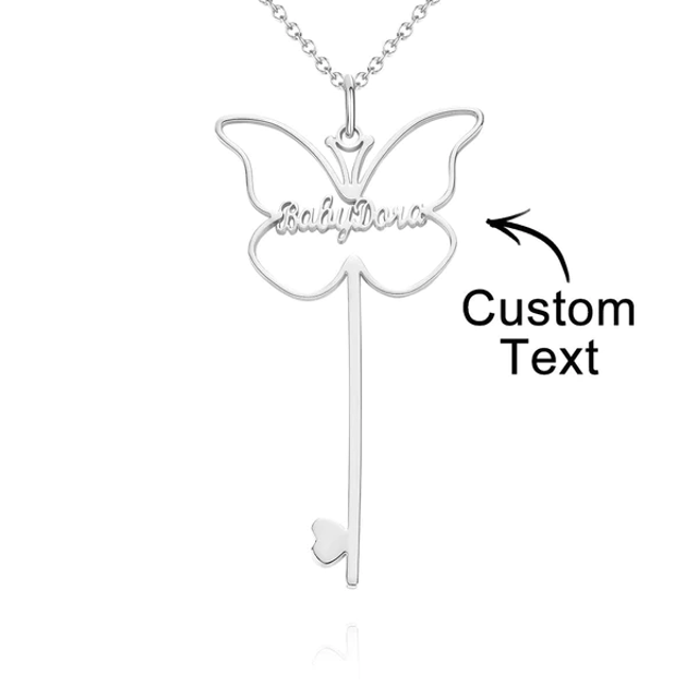 Picture of Personalized Name Necklace in 925 Sterling Silver - Custom Name Necklace | Customized Name Necklace With  Butterfly Key