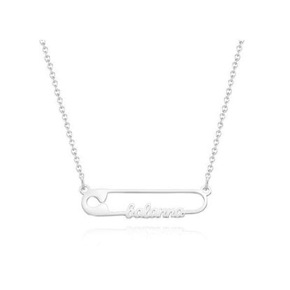Picture of Personalized Name Necklace in 925 Sterling Silver - Custom Name Necklace | Customized Name Necklace With  Butterfly Key with Paper Clip