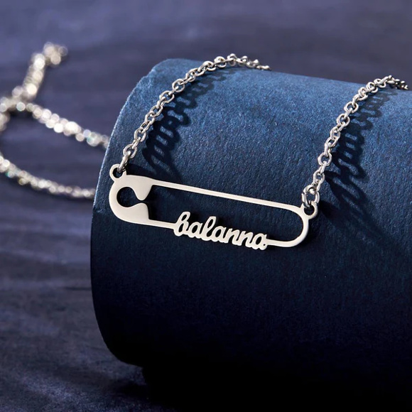 Picture of Personalized Name Necklace in 925 Sterling Silver - Custom Name Necklace | Customized Name Necklace With  Butterfly Key with Paper Clip