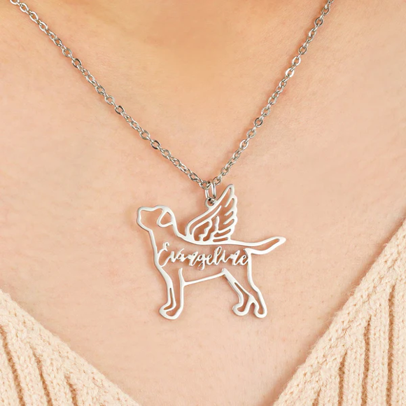 Picture of Personalized Name Necklace in 925 Sterling Silver - Custom Name Necklace | Customized Name Necklace With Pet