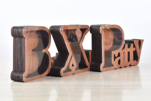 Picture of Custom Wooden Name Piggy Bank for Kids - Personalized Large Piggy Banks 26 Alphabet H - Transparent Money Saving Box - Gift for Boys and Girls