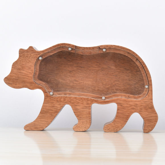 Picture of Custom Wooden Piggy Bank for Kids - Personalized Wooden Animal Coin Bank DIY Child's Name - Custom Money Saving Box-Cow