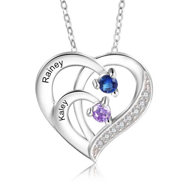 Picture of Personalized Mother Necklace Engraved Names Birthstone Intertwined Heart Pendant - Customize With Family Name | Custom Family Necklace in 925 Sterling Silver