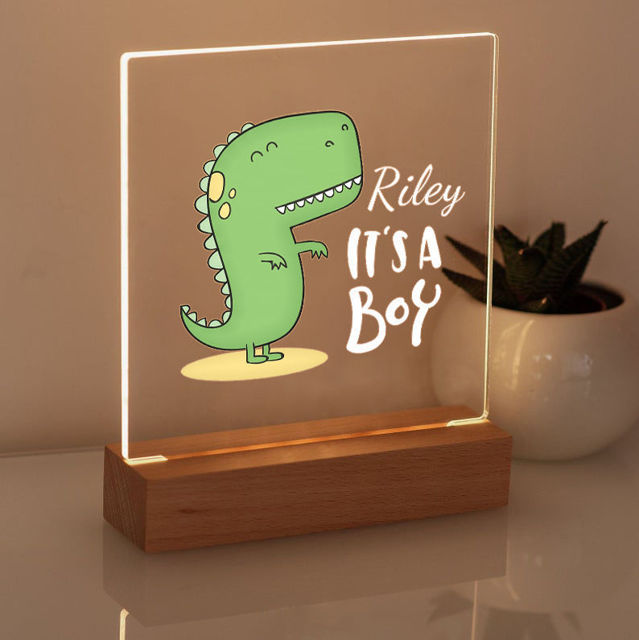 Picture of Dinosaur Boy Night Light | Personalized It With Your Kid's Name | Best Gifts Idea for Birthday, Thanksgiving, Christmas etc.