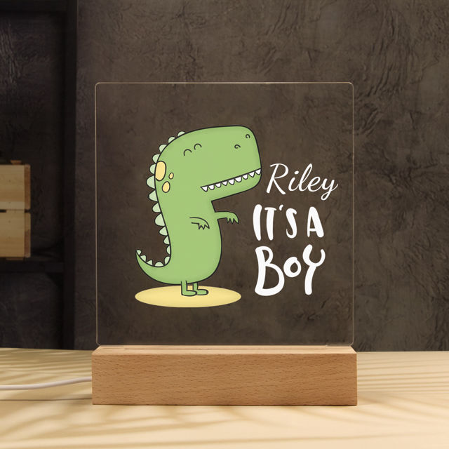 Picture of Dinosaur Boy Night Light | Personalized It With Your Kid's Name | Best Gifts Idea for Birthday, Thanksgiving, Christmas etc.