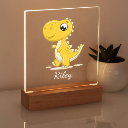 Picture of Yellow Dinosaur Night Light | Personalized It With Your Kid's Name｜Best Gift Idea for Birthday, Thanksgiving, Christmas etc.