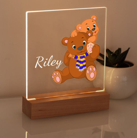 Picture of Two Bears Night Light｜Personalized It With Your Kid's Name｜Best Gift Idea for Birthday, Thanksgiving, Christmas etc.