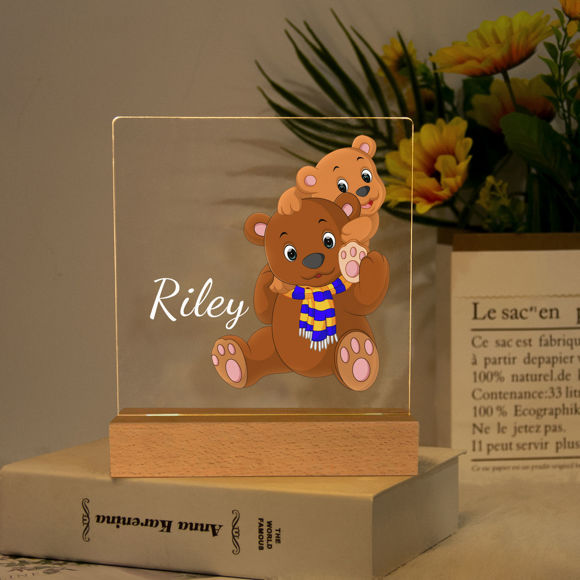 Picture of Two Bears Night Light｜Personalized It With Your Kid's Name｜Best Gift Idea for Birthday, Thanksgiving, Christmas etc.
