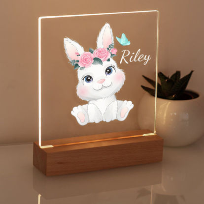 Picture of Sitting Rabbit Night Light｜Personalized It With Your Kid's Name｜Best Gift Idea for Birthday, Thanksgiving, Christmas etc.