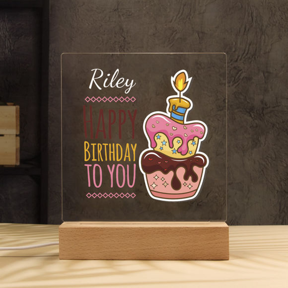 Picture of Birthday Cake Night Light｜Personalized It With Your Kid's Name｜Best Gift Idea for Birthday, Thanksgiving, Christmas etc.