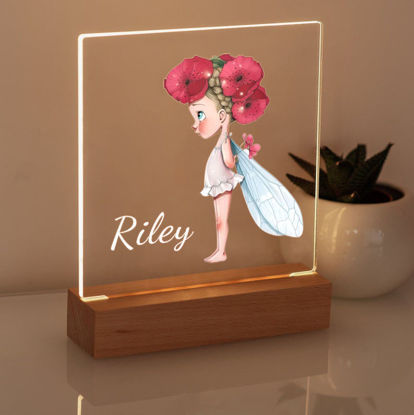Picture of Shy Flower Fairy Night Light｜Personalized It With Your Kid's Name｜Best Gift Idea for Birthday, Thanksgiving, Christmas etc.