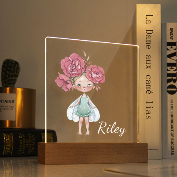 Picture of Flower Fairy Baby Girl Night Light｜Personalized It With Your Kid's Name｜Best Gift Idea for Birthday, Thanksgiving, Christmas etc.