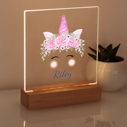 Picture of Flowers Unicorn Night Light｜Personalized It With Your Kid's Name｜Best Gift Idea for Birthday, Thanksgiving, Christmas etc.