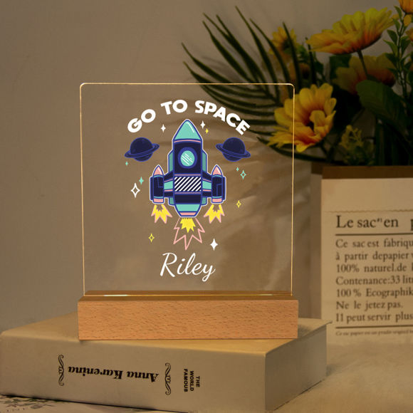 Picture of Rocket Go To Space Night Light｜Personalized It With Your Kid's Name｜Best Gift Idea for Birthday, Thanksgiving, Christmas etc.
