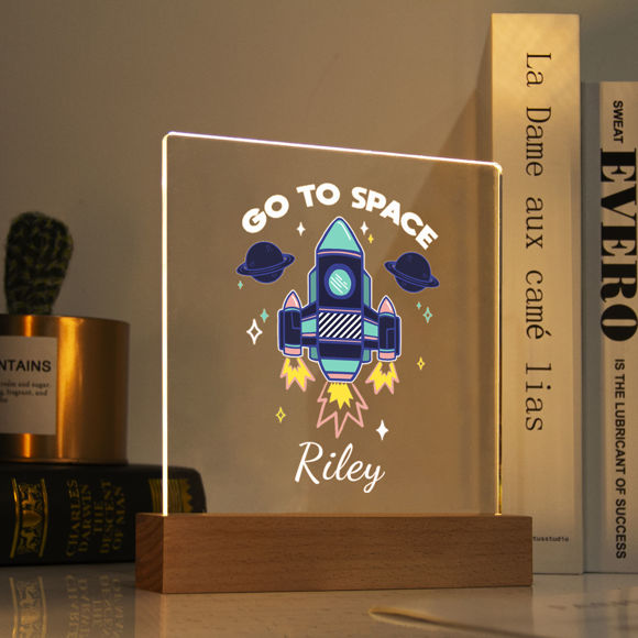 Picture of Rocket Go To Space Night Light｜Personalized It With Your Kid's Name｜Best Gift Idea for Birthday, Thanksgiving, Christmas etc.