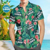 Picture of Custom Men's Hawaiian Shirts with Company Logo - Personalized Short Sleeve Button Down Hawaiian Shirt for Summer Beach Party - Red Flower