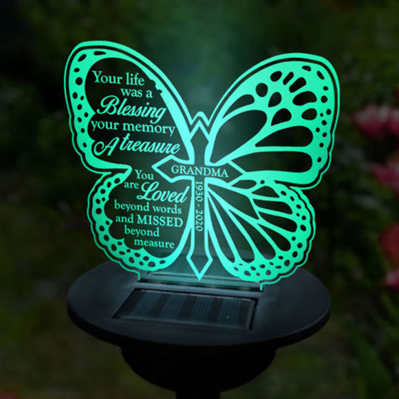 Picture of Personalized Solar Night Light ｜ Butterfly Type B ｜ Customized Garden Solar Light for Memorial