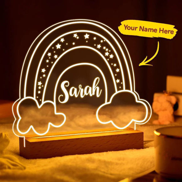 Picture of Rainbow Cloud Night Light with Irregular Shape ｜ Personalized It With Your Kid's Name｜Best Gift Idea for Birthday, Thanksgiving, Christmas etc.