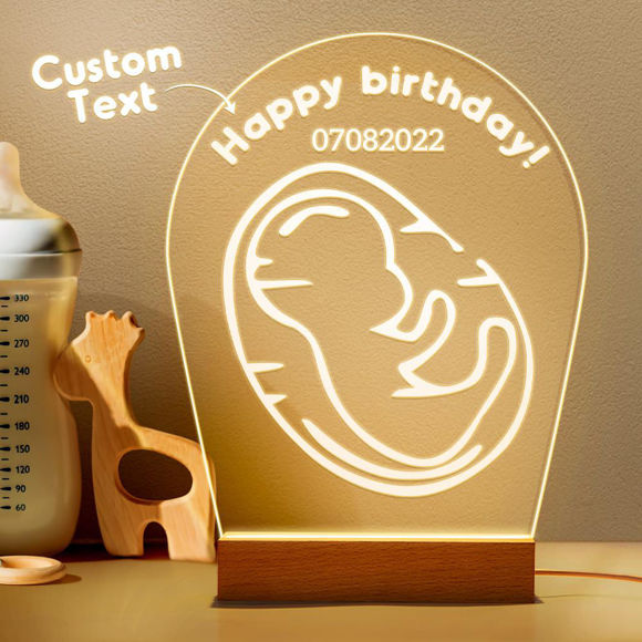 Picture of Baby Birthday Night Light with Irregular Shape ｜ Personalized It with Custom Text｜Best Gift Idea for Birthday, Thanksgiving, Christmas etc.