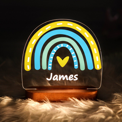 Picture of Colorful Blue Yellow Rainbow Night Light with Irregular Shape ｜ Personalized It With Your Kid's Name｜Best Gift Idea for Birthday, Thanksgiving, Christmas etc.