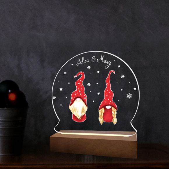 Picture of Round Santa Couple LED Night Light Gift for Christmas｜Best Gift Idea for Birthday, Thanksgiving, Christmas etc.