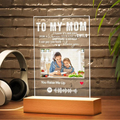 Picture of Customized Photo Night Light With Scannable Acrylic Song Plaque | Personalized Song Album Cover Night Light for Music Lovers | Personalized Gift for Best Mom Ever | Best Gifts Idea for Birthday, Thanksgiving, Christmas etc.