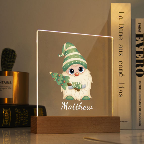 Picture of Dwarf with Christmas Tree Night Light | Personalized It With Your Kid's Name | Best Gifts Idea for Birthday, Thanksgiving, Christmas etc.