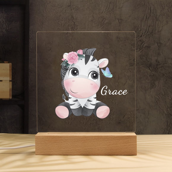 Picture of Flower Zebra Night Light | Personalized It With Your Kid's Name | Best Gifts Idea for Birthday, Thanksgiving, Christmas etc.
