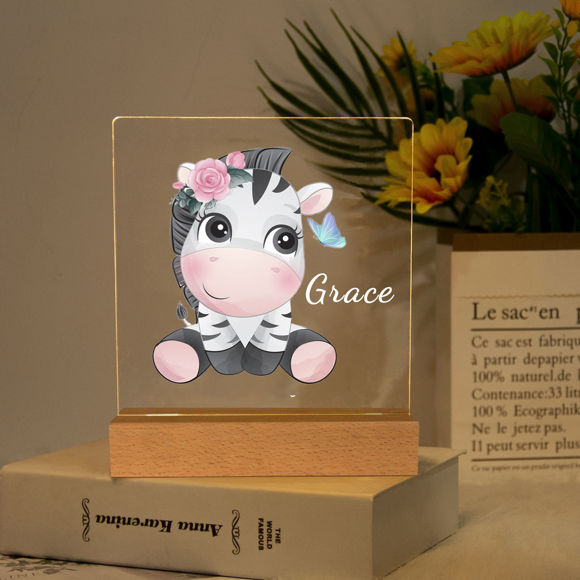 Picture of Flower Zebra Night Light | Personalized It With Your Kid's Name | Best Gifts Idea for Birthday, Thanksgiving, Christmas etc.