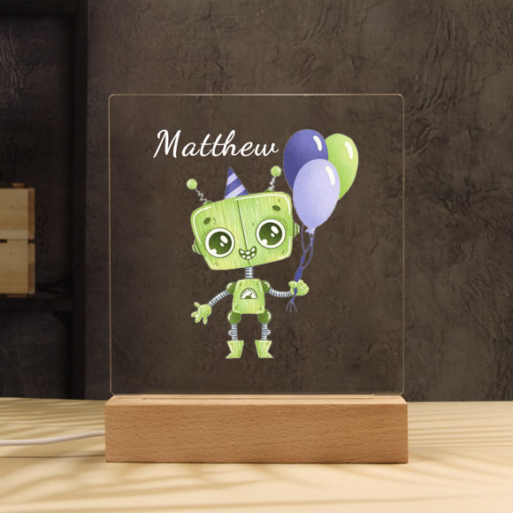 Picture of Green Robot Night Light | Personalized It With Your Kid's Name | Best Gifts Idea for Birthday, Thanksgiving, Christmas etc.