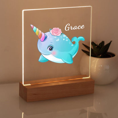 Picture of Green Whale Night Light | Personalized It With Your Kid's Name | Best Gifts Idea for Birthday, Thanksgiving, Christmas etc.