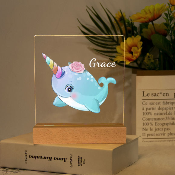 Picture of Green Whale Night Light | Personalized It With Your Kid's Name | Best Gifts Idea for Birthday, Thanksgiving, Christmas etc.