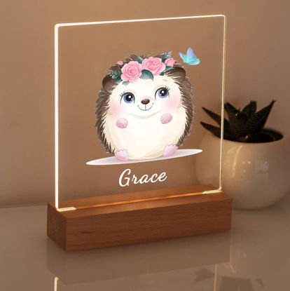 Picture of Hedgehog Night Light | Personalized It With Your Kid's Name | Best Gifts Idea for Birthday, Thanksgiving, Christmas etc.