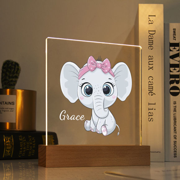 Picture of Pink Bow Night Light | Personalized It With Your Kid's Name | Best Gifts Idea for Birthday, Thanksgiving, Christmas etc.