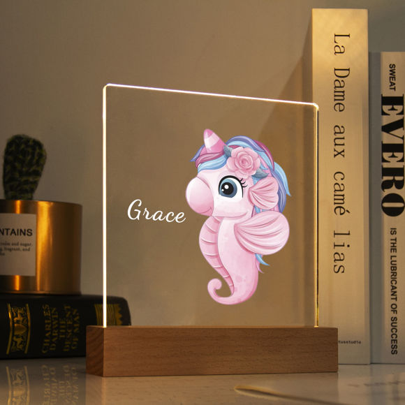 Picture of Pink Seahorse Night Light | Personalized It With Your Kid's Name | Best Gifts Idea for Birthday, Thanksgiving, Christmas etc.