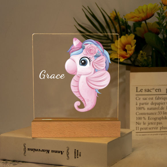 Picture of Pink Seahorse Night Light | Personalized It With Your Kid's Name | Best Gifts Idea for Birthday, Thanksgiving, Christmas etc.