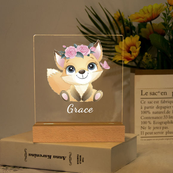 Picture of Yellow Fox Night Light | Personalized It With Your Kid's Name | Best Gifts Idea for Birthday, Thanksgiving, Christmas etc.