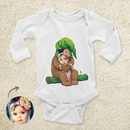 Picture of Personalized Photo Face Short - Sleeve Baby Onesies - Custom Face Baby Onesie - Baby Bodysuits - Bear Hug Baby