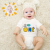 Picture of Personalized Photo Face Short - Sleeve Baby Onesies - Custom Face Baby Onesie - Baby Bodysuits - Go To The Moon