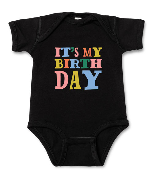 Picture of Personalized Photo Face Short - Sleeve Baby Onesies - Custom Face Baby Onesie - Baby Bodysuits - IT'S MY BIRTHDAY