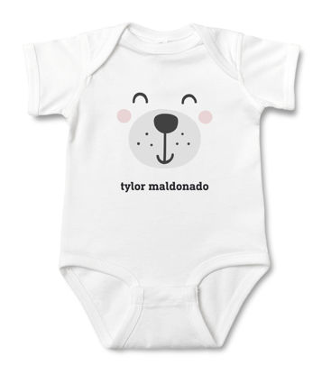 Picture of Personalized Photo Face Short - Sleeve Baby Onesies - Custom Face Baby Onesie - Baby Bodysuits - Onesies Infant Bodysuit with Personalized Name & Color - Bear Face